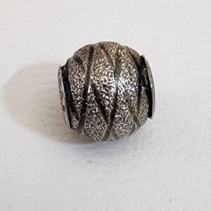 Persona Textured Silver Bead Charm Criss Cross